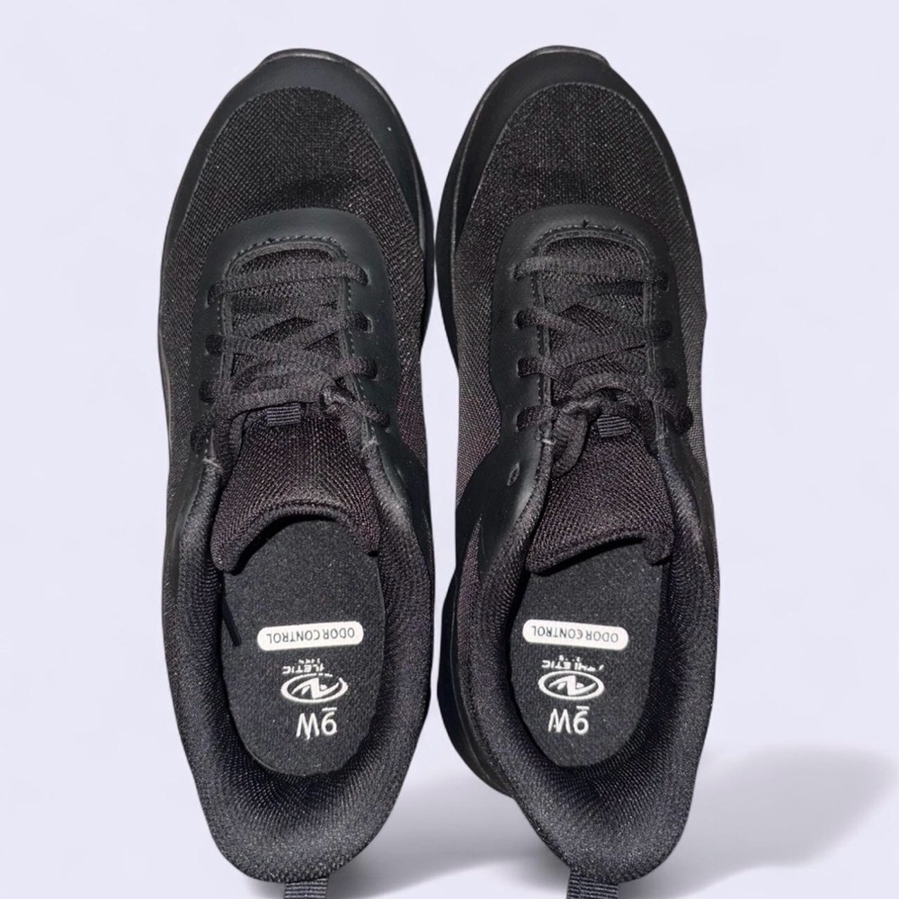 Athletic Works Black Mesh Lace Up Jogger Sneakers 👟 Size Women’s 9 WIDE WIDTH - Picture 2 of 10